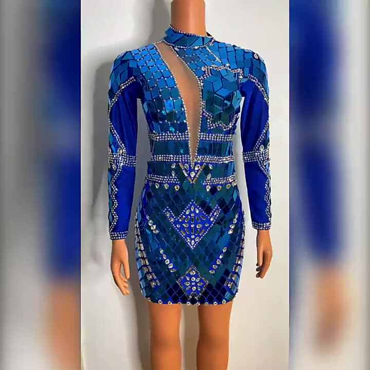 Blue Shiny Sequin Dress - Perfect for Night Club & Parties