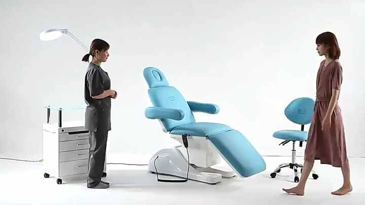 Modern 3 Motor Electric Facial Bed for Beauty Salons Foldable and  Multi-Angle Adjustment Made of Synthetic Leather