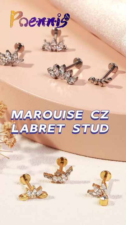 Ondine - Labret Titane F136 - Finition Argent - Zircon bleu main image 0