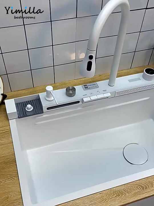 High Tech Stainless Steel Sink - Single Bowl White Kitchen