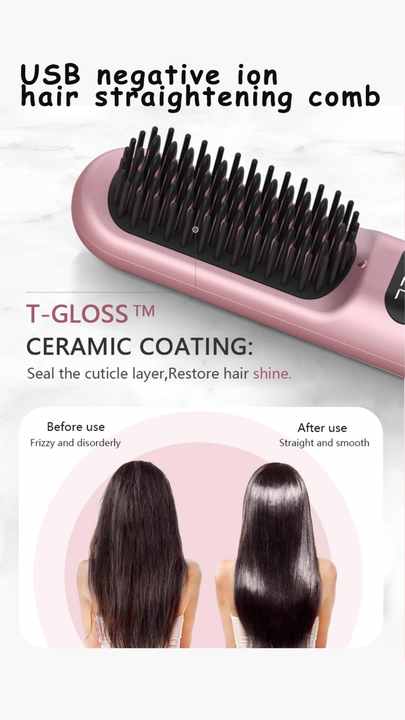 Professional Compact Hair Straightening Comb Electric Fast Heating