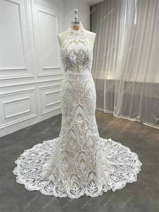 Factory Bohemian Cheongsam Halter Sleeveless Mermaid Wedding Gowns Bridal  Qipao Style Sexy Back Beach Wedding Dresses Elegant