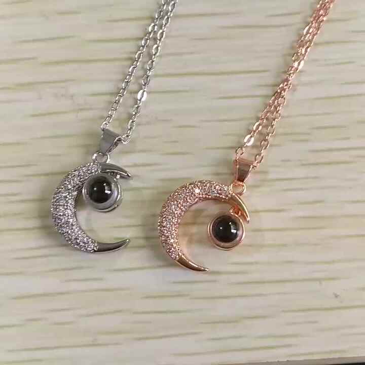 Collana Magnetica Coppia Sole E Luna, Ti Amo In 100 Lingue, Gioielli Dell'Amore Con Proiezione