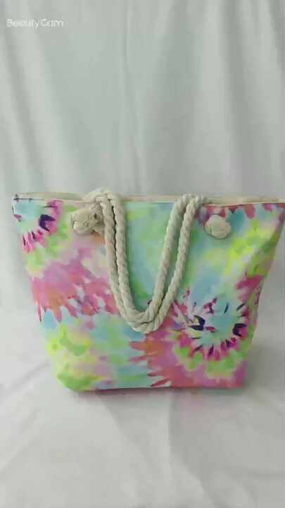 ALAZA Colorful Tie Dye Beach Tote Bag - Large Shoulder Bag With Cotton Rope Handles, 20.5x15x7.3 Inches - View #5