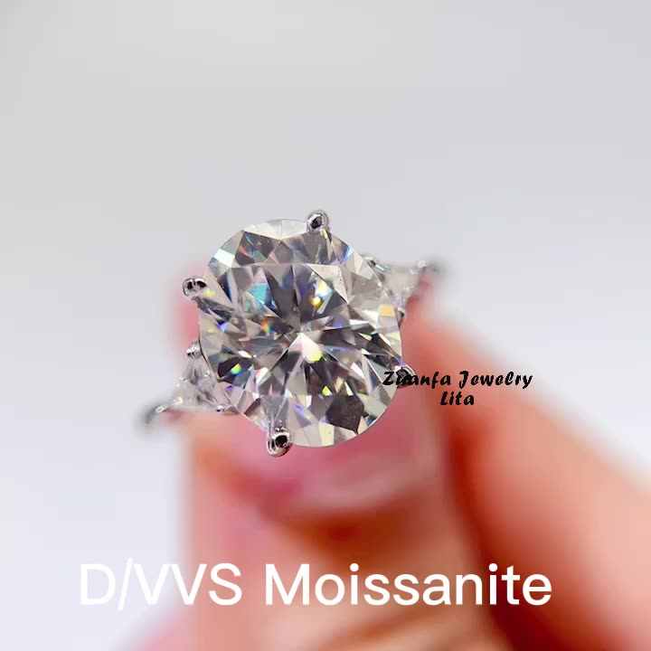 Competitive Price Stones 5ct Oval Cut 925 Sterling Silver Women Wedding  Moissanite Engagement Rings