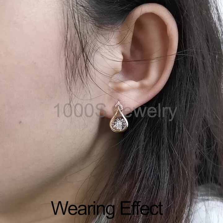 Luxury 18K Solid Gold Natural Dancing Diamond Earrings Fine