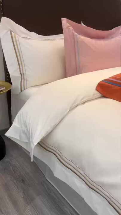 JANZAA Set di biancheria da letto matrimoniale beige con volant, 3 pezzi, morbido e soffice, stile vintage shabby chic, con 2 federe bianche