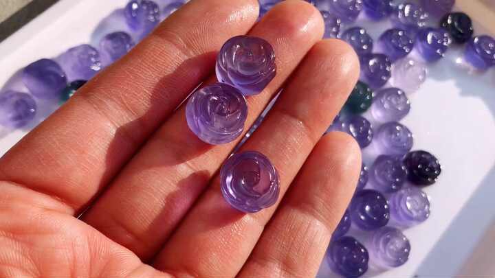 Wholesale Price Natural Purple Indigo Fluorite Crystal Rose Flower