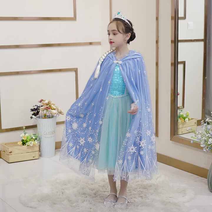 Autumn Winter Elsa Dress Cape TV & Movie Princess Costume for Girls in  Stock Age Group Children