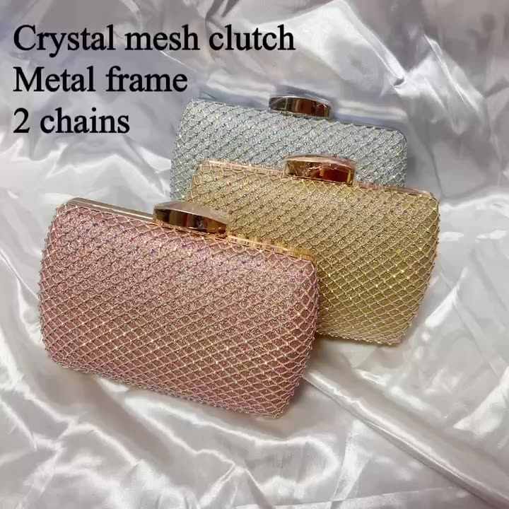 Wholesale 2022 Hot sale Simple fashion mesh grid women party bling party  clutch bag evening bag lady purse hand bag leather purse women From  m.