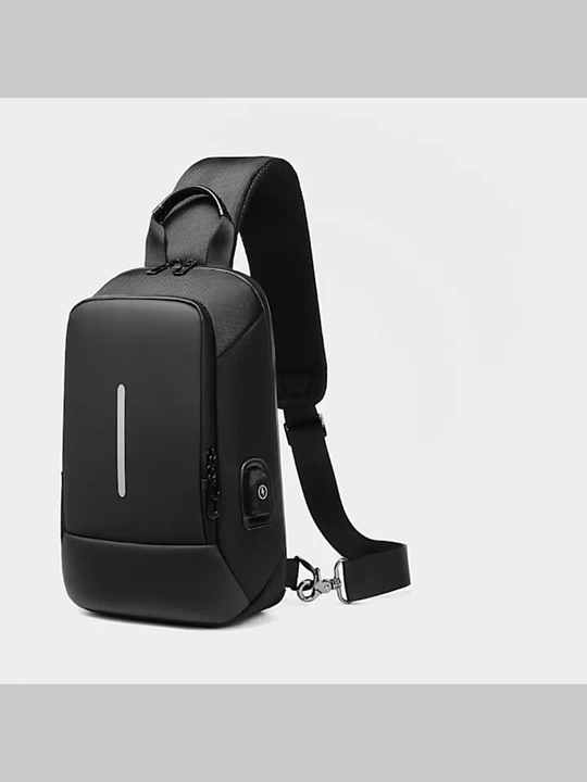 Small Black Hard Shell Sling Crossbody Backpack for Men Women
