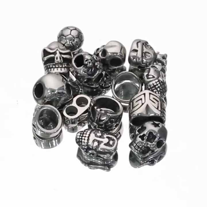 Stainless Steel Skull Head Paracord Survival Bracelet Spacer Beads