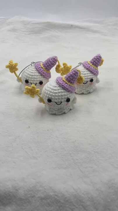 Poupée Fantôme Halloween Au Crochet - Avec Carte Inspirante Et Chapeau Sorcière - Décoration Bureau Cadeau