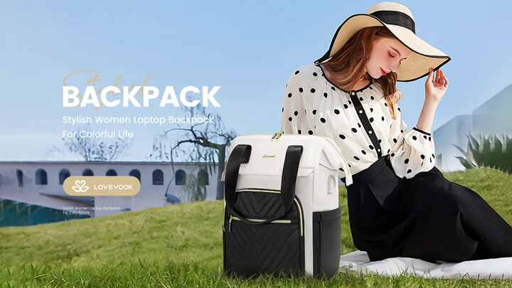 LOVEVOOK Waterproof USB Laptop Backpack for Women, Business Travel
