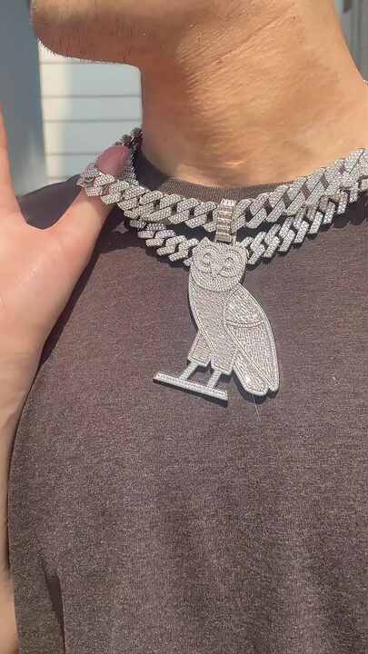 ビンテージ ドレイク OvO チャーム アイスアウト フクロウ ペンダント