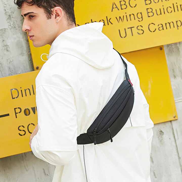 Fashion Casual Men Waterproof Polyester Fanny Pack Belt Chest Pouch Waist  Bag