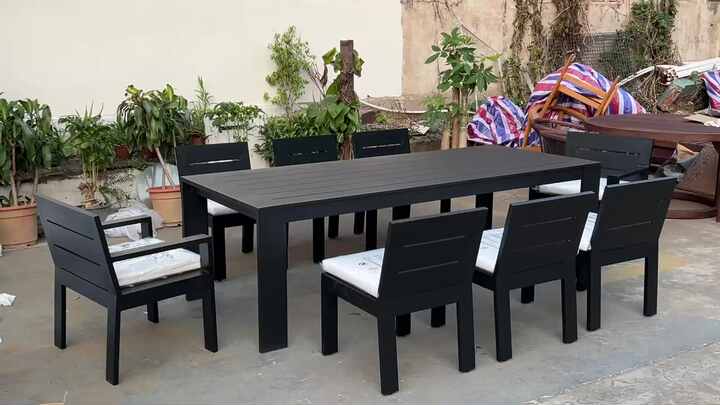 Hot Sale Marbella Aluminum Outdoor Table and Chairs Hotel Luxury Black Metal Outdoor Furniture ...