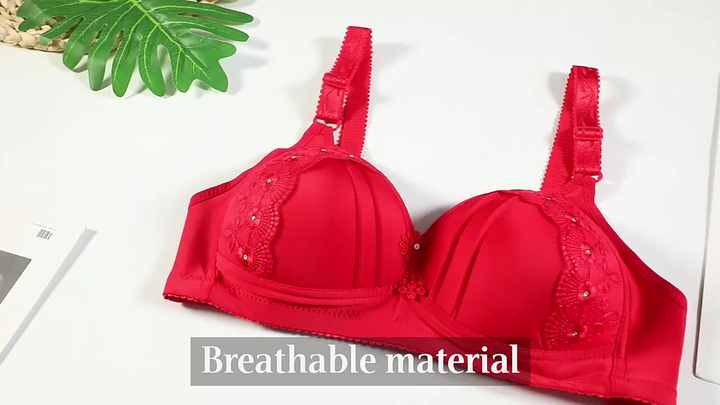 Large Size Flower Wireless Push Up Bra, Big Cup, Big Breasts