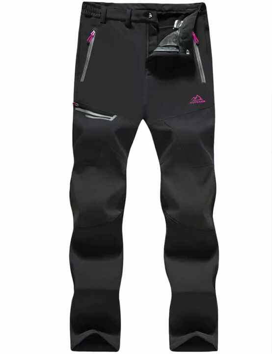 Men's Waterproof Fleece-lined Winter Track Pants With Pockets
