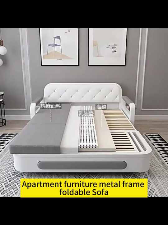 Apartment furniture metal frame foldable Sofa Cum Bed Storage modern Folding Sofa Bed