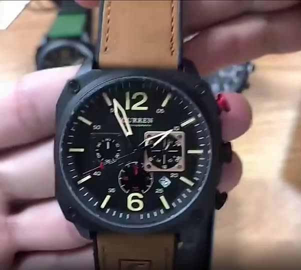 Curren 8398 Luxury Men's Brown Leather Strap Quartz Watch