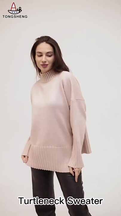 High Quality Puff Sleeve O Neck Beaded Sweater Design Knitted Lady