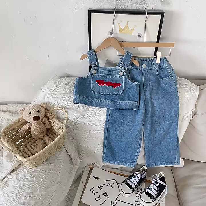 2022 Autumn New Fashion Denim Outfit Set Embroidered Pocket