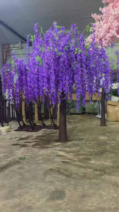 Albero Di Glicine Artificiale Realistico Design UK - 110 Cm Di Altezza, Tronco In Legno, Fogliame Viola - copertina