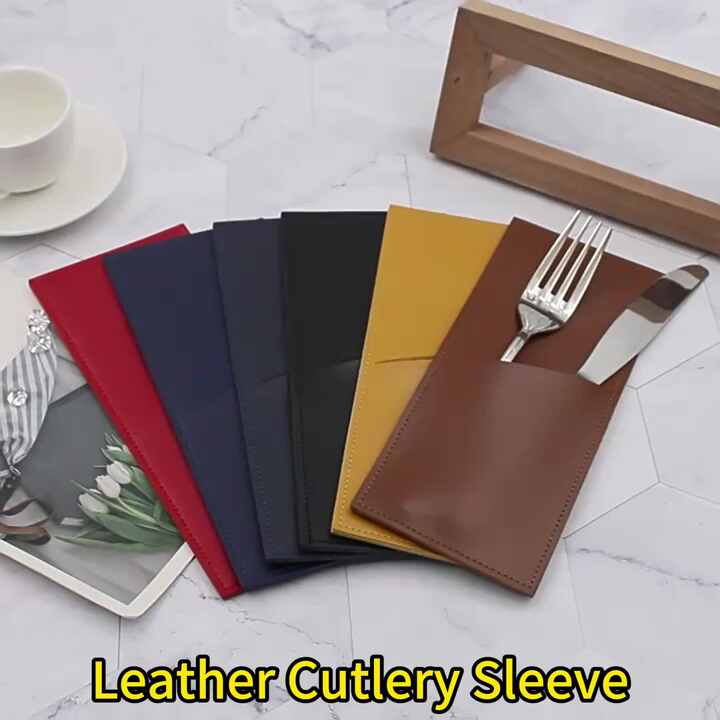 QUARKZMAN 4pz Copriposate in Pelle Portaposate Portaposate Coltello e Forchetta Borsa Tasca Portaposate Portaposate per Tavolo Pranzo Casa Cucina