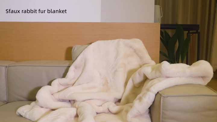 Wholesale Luxury Grey Plush Fake Rabbit Faux Fur Throw Blanket 127