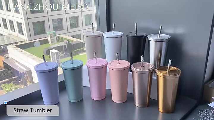 17 oz 24 oz 500 ml 750 ml Wholesale Vacuum Double Wall Stainless Steel  Coffee Mug Cup Metal Coffee Tumbler Cup With Srtraw