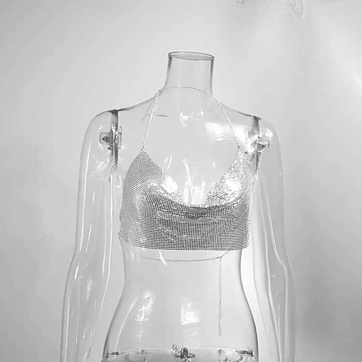 Spalline scintillanti per abito da sposa, argento, 1 cm Delphine