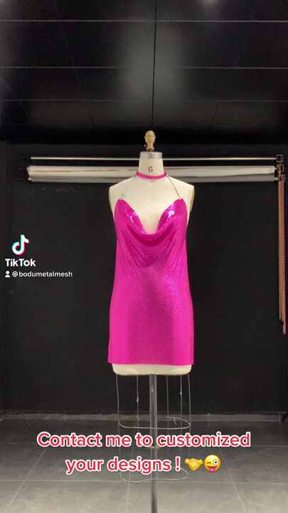 hot pink chainmail dress Pink Backless Chainmail Dress