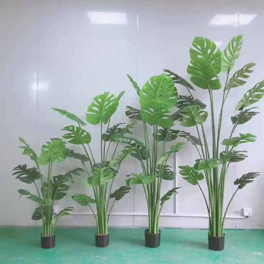 High Quality 90cm Green Artificial Monstera Deliciosa Tree Bonsai Silk  Indoor Flower Decor Green Plant Decorative Accessory