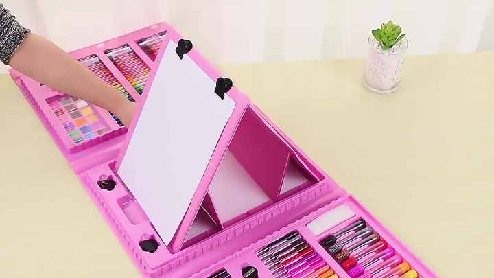 Art Supplies Pink 176pcs - Great Gift Portable Art Box
