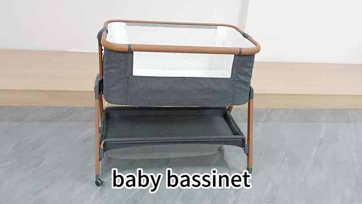 Baby Cot in Easy Folding Portable Crib Height Adjustable