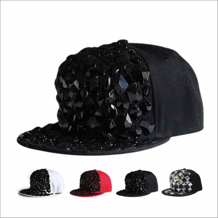 New Arrive Fashion Black Diamond Hip-Hop Snapback Caps 3D
