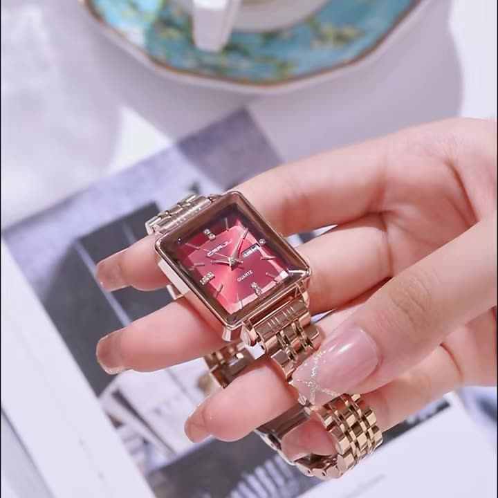 Crrju 5012 Steel Strap Waterproof Sport Watch for Women