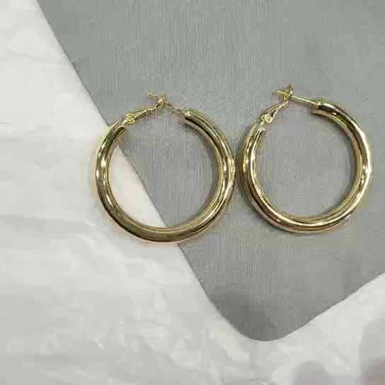 Cute Gold Color Mini Slim Small Huggies Hoop Earrings for Kids - Main Image