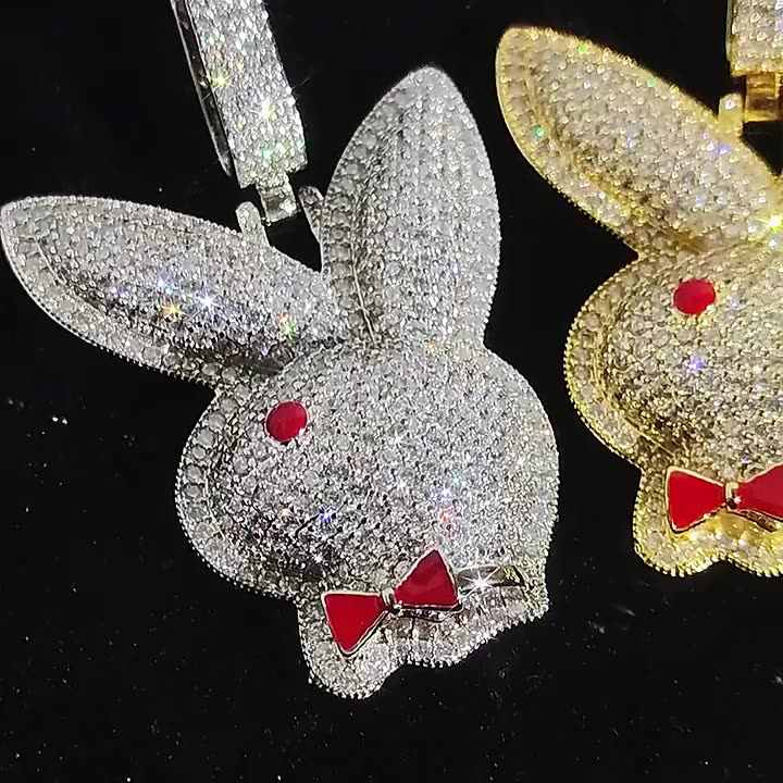 Personality Hip Hop Stainless Steel Iced Out CZ Diamond Red