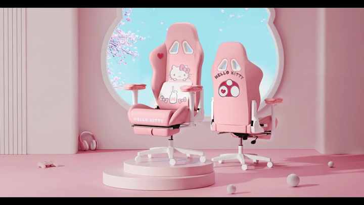 2024 Pink OEM Cartoon Pattern Gaming Chair - Adjustable & Stylish