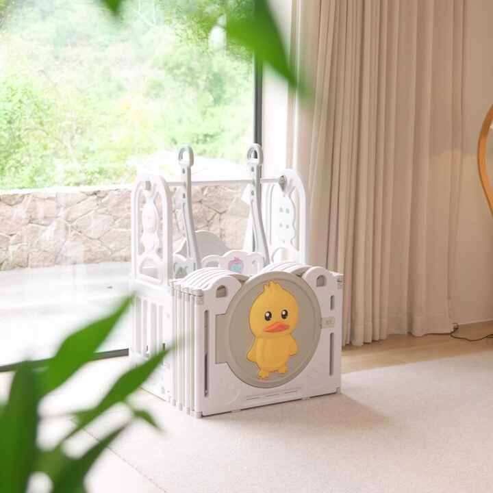 Home Use Child Activity Centre Luxury Plastic Foldable Portable Baby Trend  Fence Large Playpen Set with Slides Swings