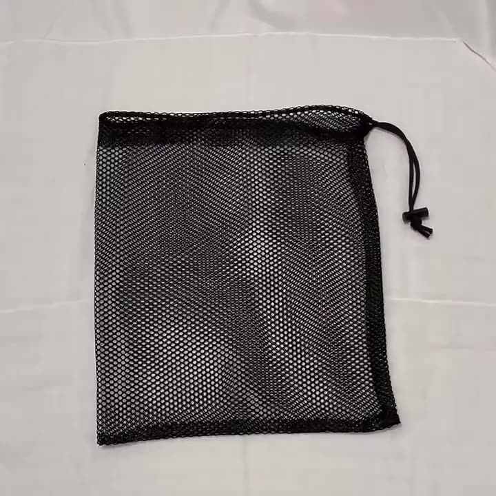Wholesale Factory Custom Black Nylon Mesh Drawstring Bags