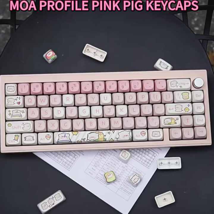 Cmokifuly MOA Profile Keycaps,Cute Cow Custom PBT Dye-sub Keycap 142
