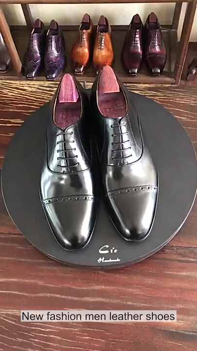 Classic Black Calfskin Leather Man Dress Shoes Bespoke Oxfords