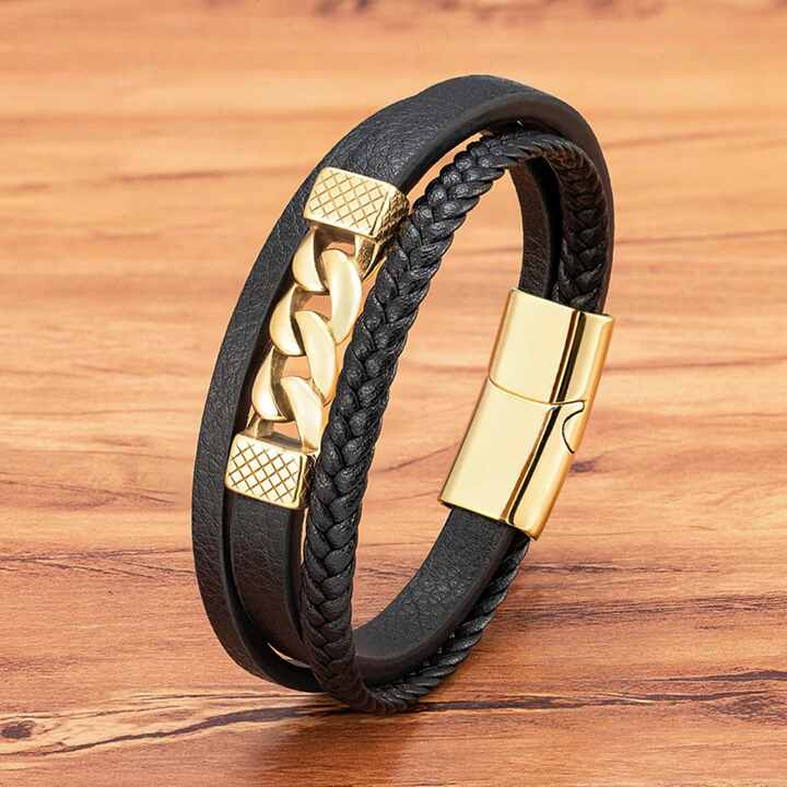 Charm Skull Braided Genuine Leather Bracelet Men's Retro Tribal