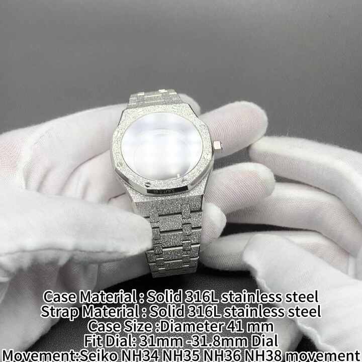 41mm Frosted Watch case with Strap 316L Stainless Steel for Seiko NH34 NH35  NH36 NH38 Movement 31mm Dial [SDFGUL] 41mm NH35ケースドームガラス、NH35 NH36/34ムーブメント対応、28.5mm文字盤(Palevio