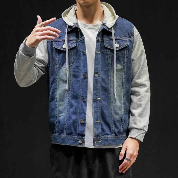 Caxndycing Chaqueta Con Capucha Para Hombre Estilo Vaquero Chaqueta Vaquera De Verano Chaqueta Occidental Clásica Camionero Chaquetas Vaqueras Para