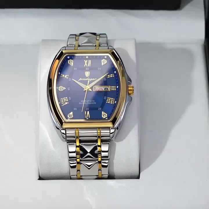 Orologio Uomo Impermeabile 30m Al Quarzo - Grande Quadrante Con Giorno E Data, Cinturino In Pelle, Lancette Luminose