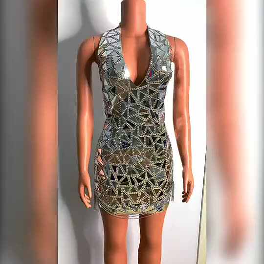 vetements sequin dress Vetements Glitter Open Back Mini Dress Vetements